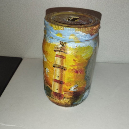 Hand-painted vase candle holder like new, summer theme