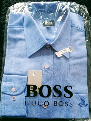 Hugo Boss long-sleeve shirt new, size Medium, blue