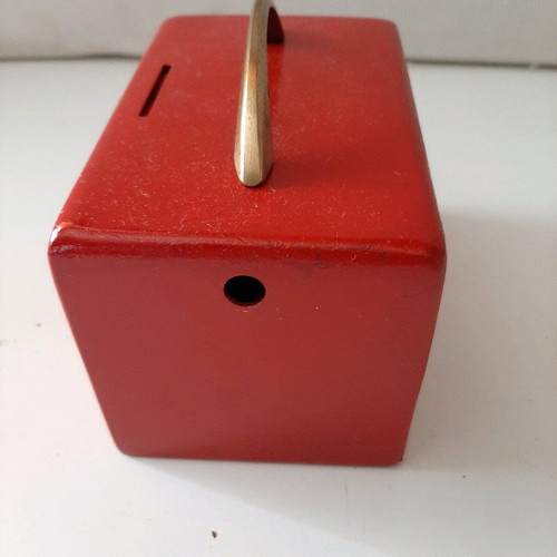 Money box like new with bronze handle and key