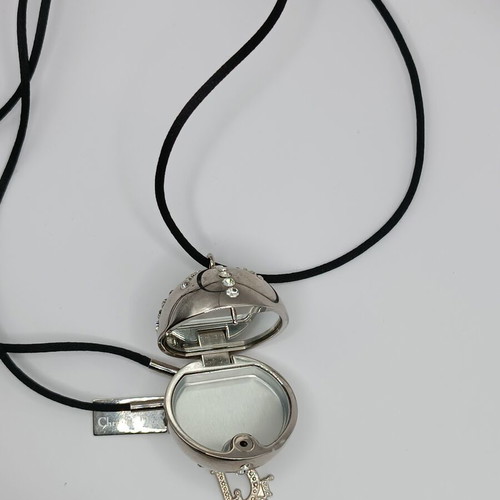 Christian Dior Diorlight vintage long necklace with pendant, silver