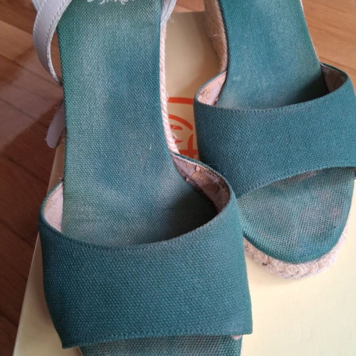 Castaner wedge espadrille sandals used, green, size 39