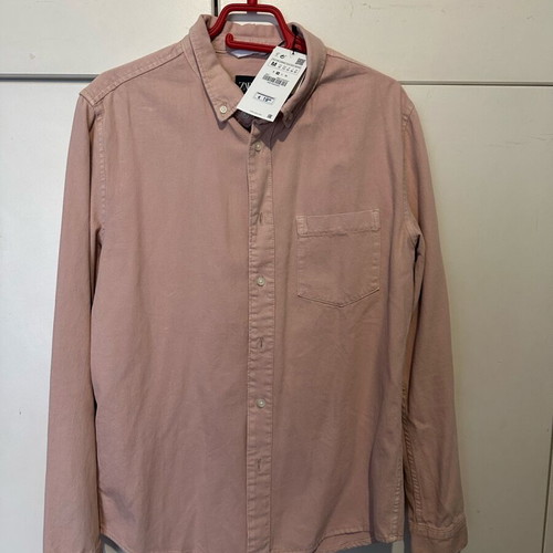 Zara men's shirt pink size M new with long sleeves
