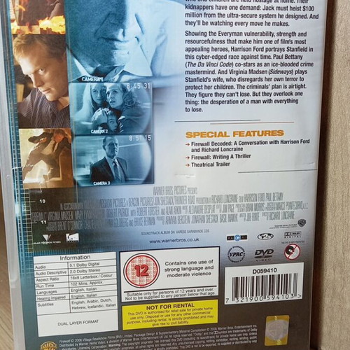 Firewall DVD like new with English subtitles