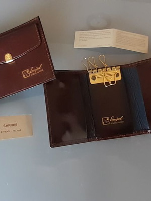 Emihel Saridis leather key holder and wallet set new