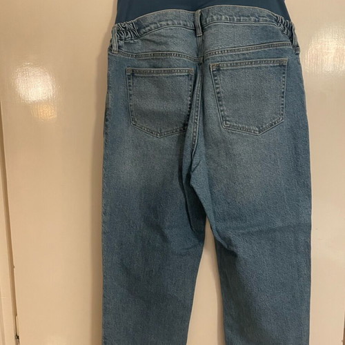 H&M Mama Straight Ankle Maternity Jeans L like new, blue with cotton panel