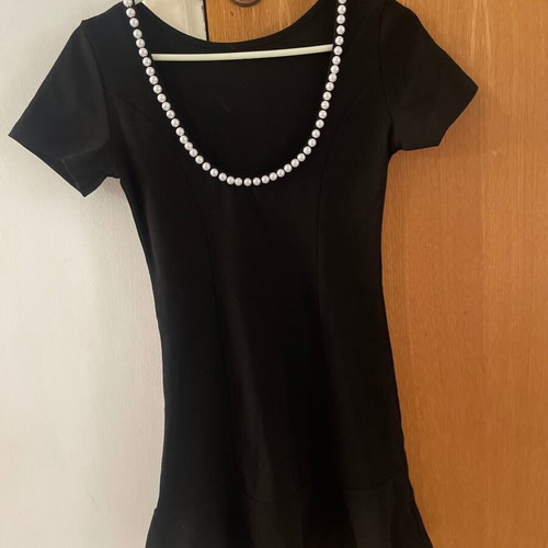 Mini dress RINKACHO black with pearls on back, like new, size M (S)
