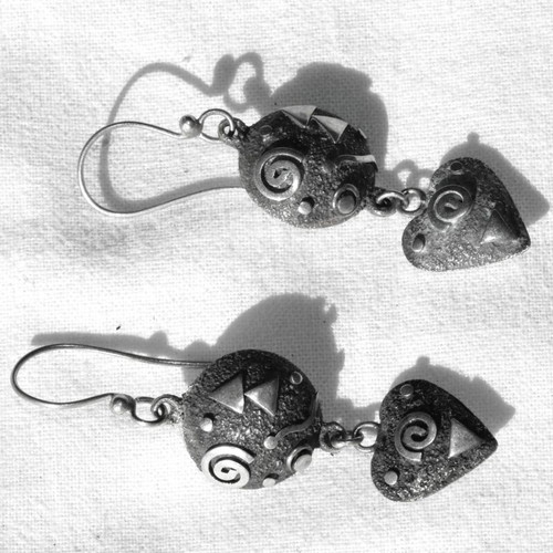 Handmade earrings 4 pairs, sterling silver 925, primitive tribe design