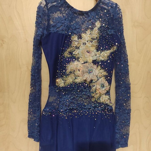 Handmade rhythmic gymnastics leotard like new, blue, age 8-9