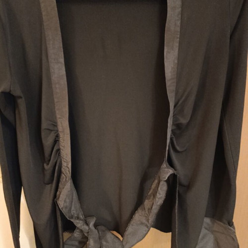 Acne Studios black long-sleeve cardigan bolero with tie