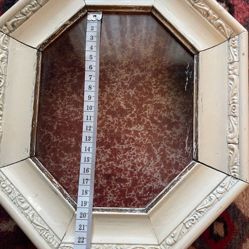Wooden vintage 1960 wreath case used with octagonal shape