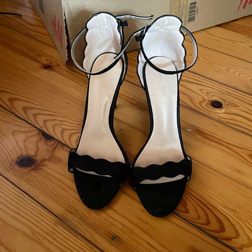 Suede sandals used, black, size 39