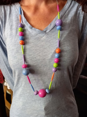 Colorful necklace used with large beads