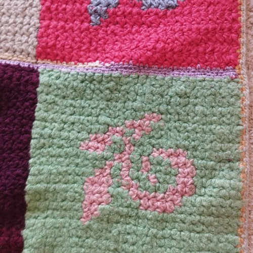 Handmade knitted runner like new with vibrant colors