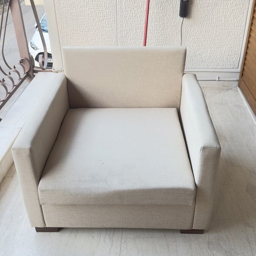 Armchair with bed mechanism, missing one cushion