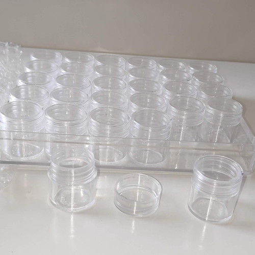 Acrylic case with 30 empty jars new for rhinestones, glitter, earrings