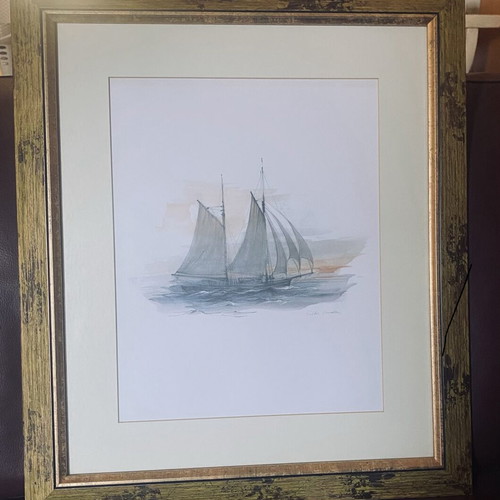Decorative framed art prints with classic sailing ship seascapes