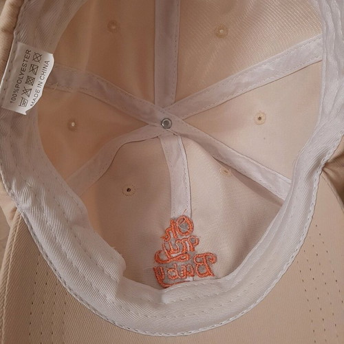 Women's hat "Oh my baby" like new, beige and orange