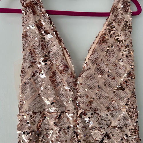 Long dress golden sequins like new, size S