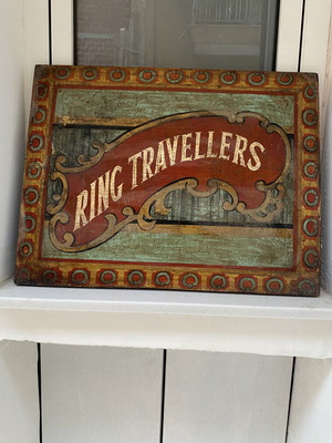 Brooks Ring Traveller Vintage Handpainted Wooden Sign Like New