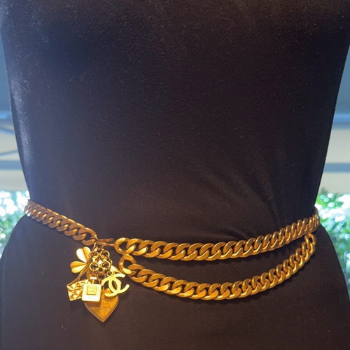Chanel vintage gold chain belt used, size 90