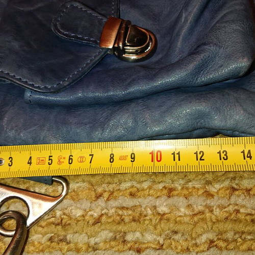 Original bag used, blue, made of genuine leather