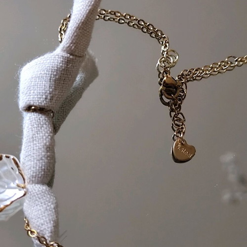 Handmade necklace like new with fabric braid and steel chain