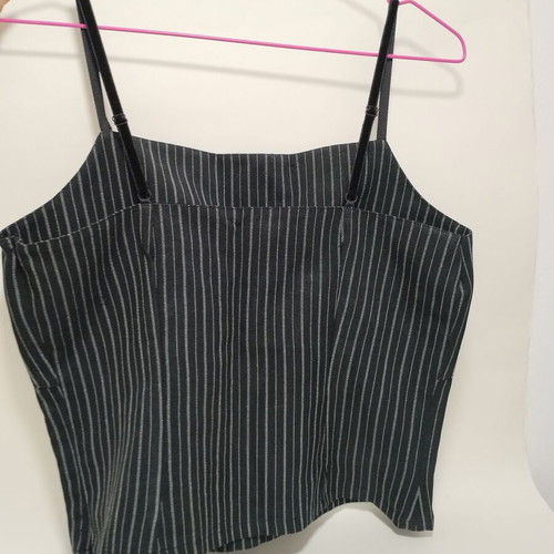 Striped black top with straps like new