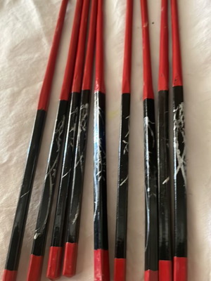 Chopsticks set of 5 pairs new, hand-painted red and black lacquer