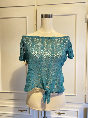 Pull&Bear Crochet Top turquoise, new, size M