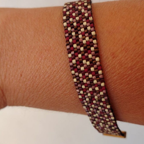 Miyuki bracelet handmade with brown and gold beads