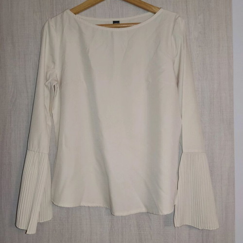 Shein women's blouse beige with sleeve detail like new size M