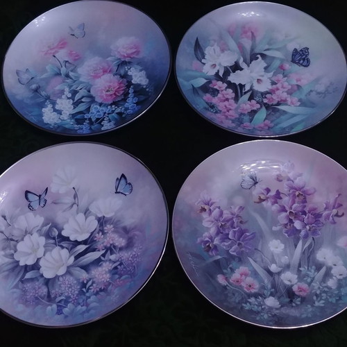 Bradex Decorative Plates 8 pcs Edwin M.Knowles "Jewels of the Flowers" new