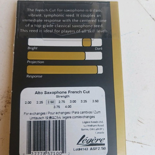 Legere Alto Sax 2.5 French Cut reed new