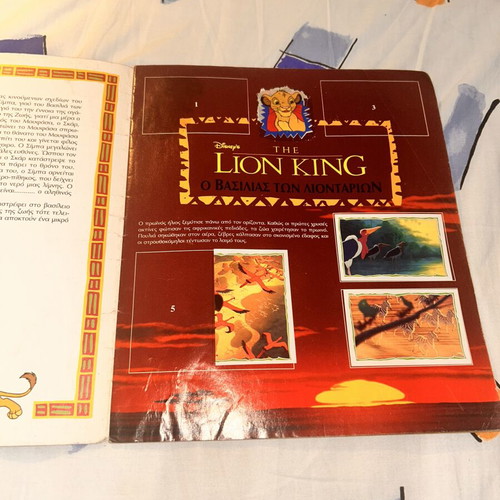 The Lion King Panini album used with 62 stickers
