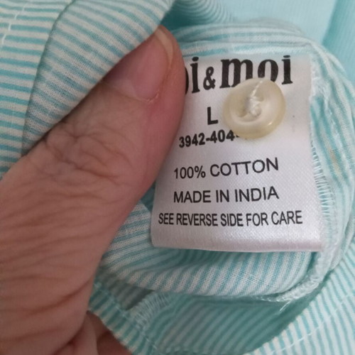 Toi&Moi striped cotton shirt like new, green and white, size L