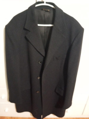 Carlo Casalini classic black wool overcoat size 50 like new