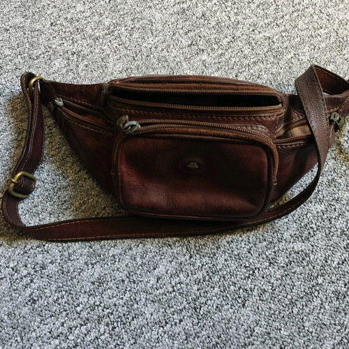 Leather waist bag brown worn