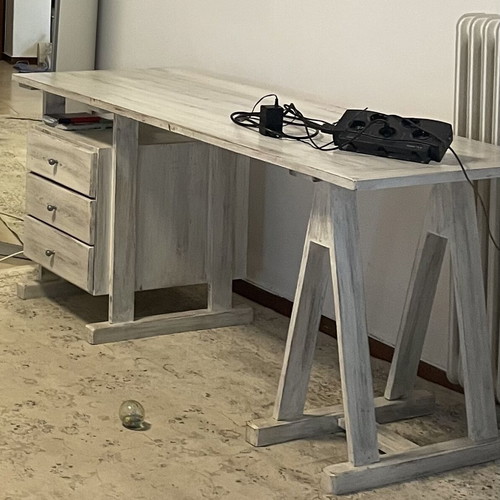 Desk with 3 drawers, solid wood, 152x74x64 cm
