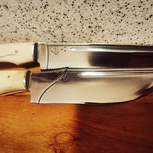 Handmade knives by Master Bai Dobri with Dulo family symbols