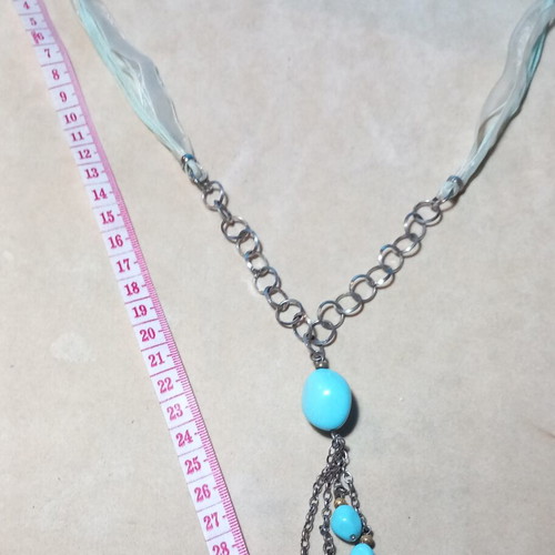 Silver necklace with turquoise stones new