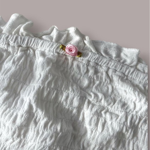 Ruffled romper used, white, size S