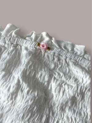 Ruffled romper used, white, size S