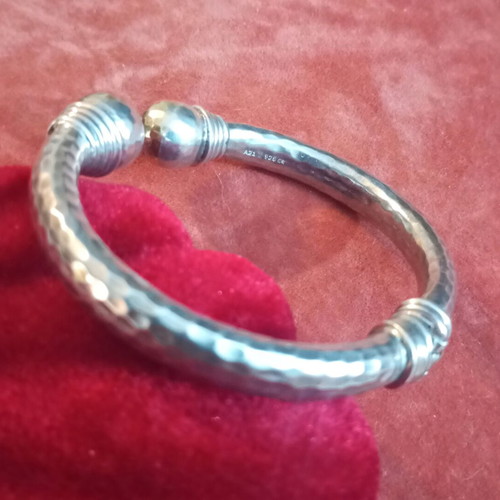 Lalaounis A21 925 750 bracelet used, vintage hammered with 18k gold