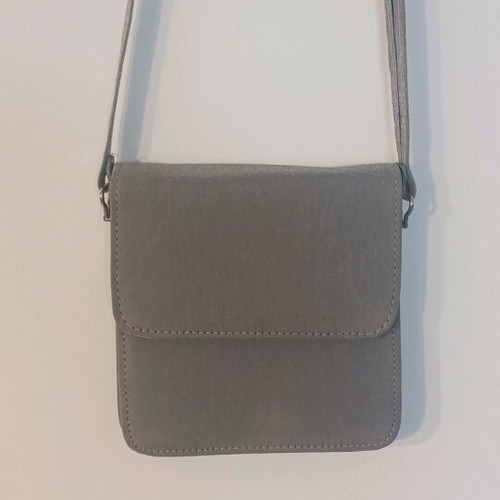Grey silver crossbody bag like new, shiny metallic finish