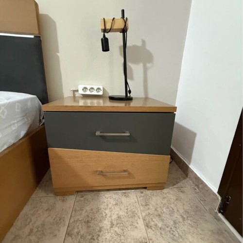 Bedroom set with bed, mattress, storage, 2 nightstands and dresser like new