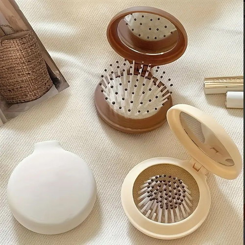 White Compact Mirror Brush new for girls