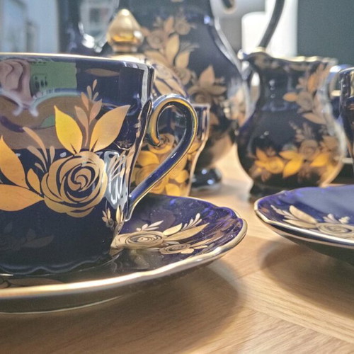 Vintage Cobalt Tea Set 22 Carat Bavaria Echt Cobalt, new