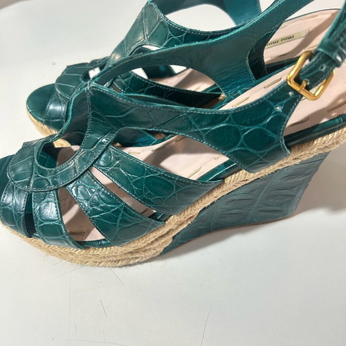 Miu Miu platform sandals like new, size 38.5, green turquoise