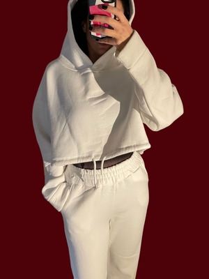 White tracksuit set like new, S/M, fleece fabric