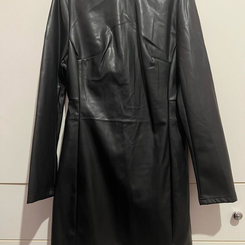 Pink Woman women's dress with leather look like new, black, size S